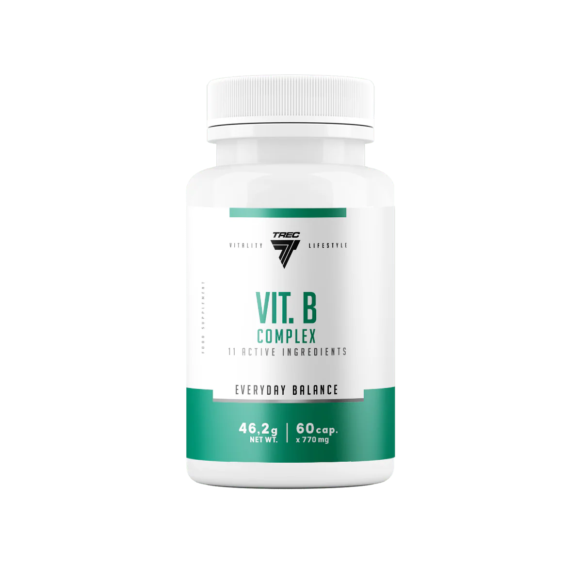 TREC Vitality B vitamīnu komplekss vielmaiņai, nerviem un imunitātei (60 kapsulas)