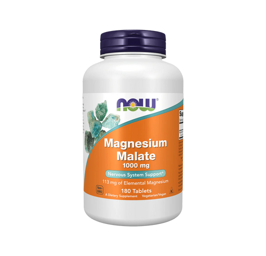 NOW Foods Magnesium Malate – Supports Energy Production and Muscle Function (180 Tablets)